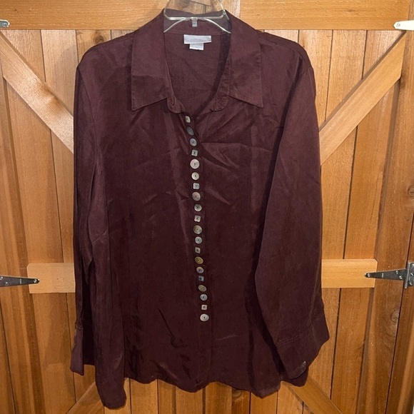 Soft Surroundings Brown Button Down Shirt 2X - Picture 1 of 9
